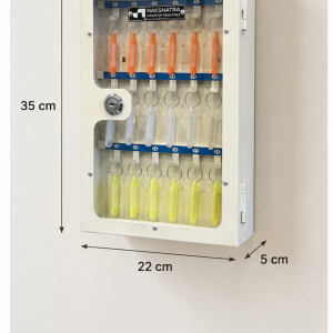 StayHappy Transparent Metal Key Storage Box | 18 Keys Cabinet with Holders and Lock (White, Free 18 Keychains)